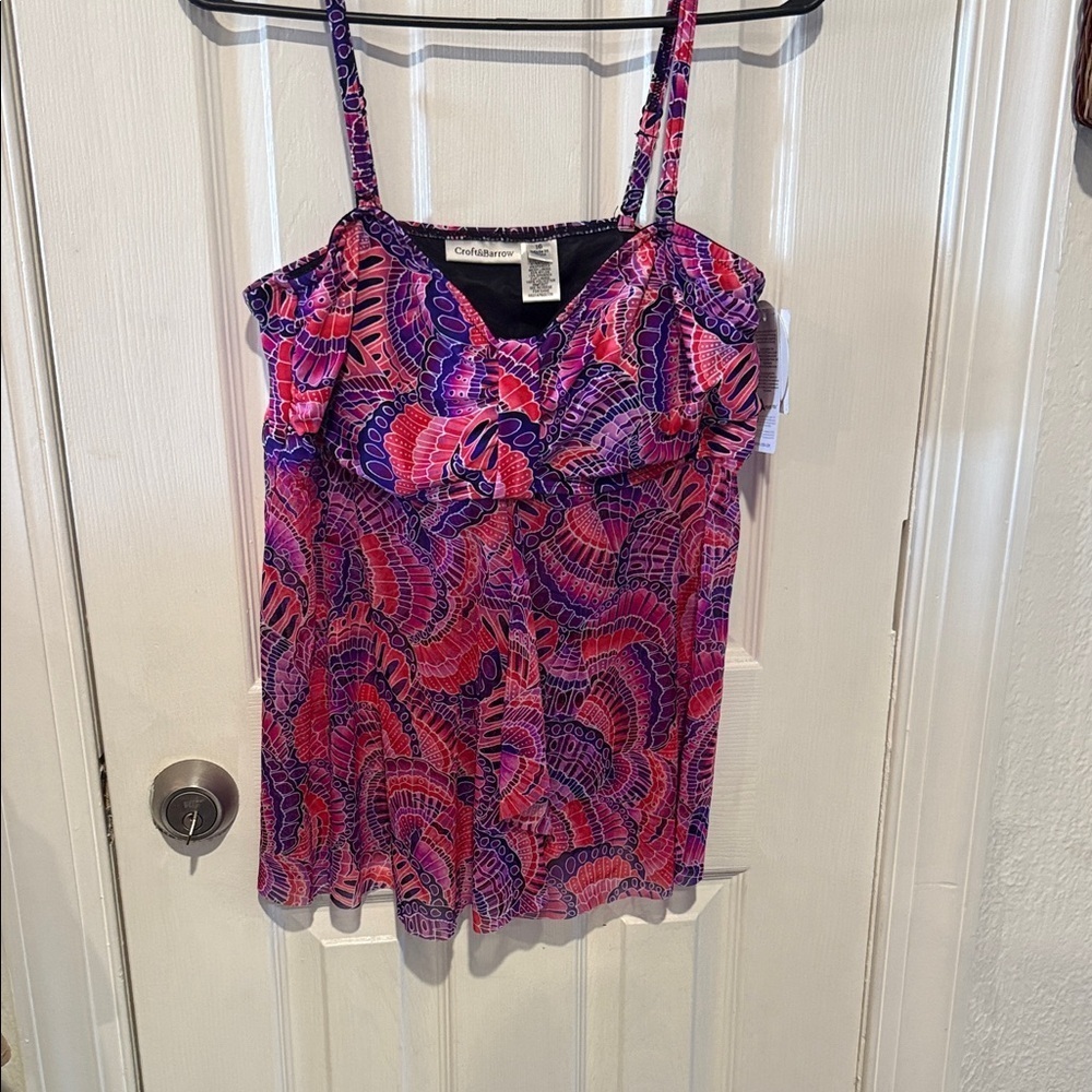 Croft & Barrow Pink and Purple Bikini Top